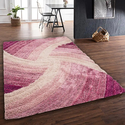 Rug Style 3d ultimate shaggy stella purple Purple Living Room Geometric Rug.