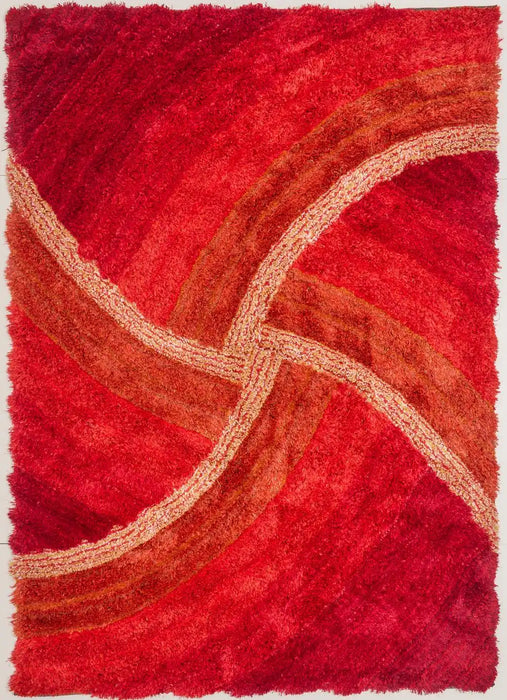 Rug Style 3d ultimate shaggy stella terracotta Orange Living Room Geometric Rug.