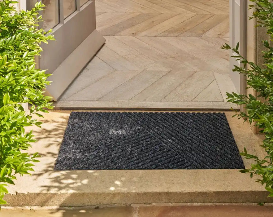 Turtle Mat dune sculpted scraper stripes dark grey Grey Outdoor  Geometric Rug.