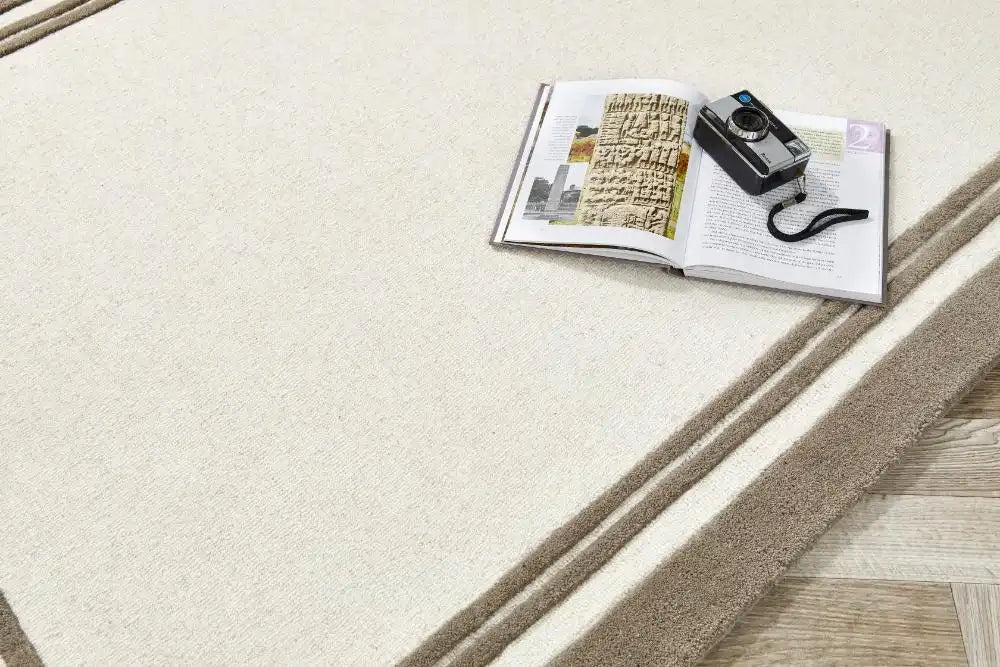 Origins piper taupe Brown, Beige Living Room Wool Rug.