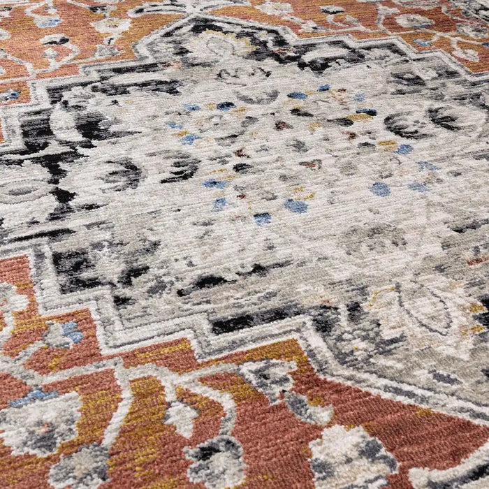 Asiatic sovereign terracotta medallion 04 Orange Living Room Flat Weave Rug.