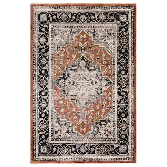 Asiatic sovereign terracotta medallion 04 Orange Living Room Flat Weave Rug.