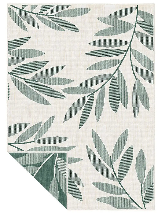 Likewise Matting duo weave indoor outdoor trailing leaves green Green, Ivory Outdoor  Flat Weave Rug.
