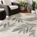 Likewise Matting duo weave indoor outdoor trailing leaves green Green, Ivory Outdoor  Flat Weave Rug.