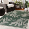Likewise Matting duo weave indoor outdoor trailing leaves green Green, Ivory Outdoor  Flat Weave Rug.