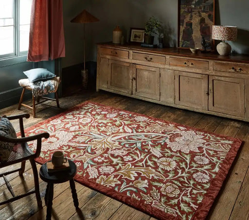 Morris & Co morris and co trent red house 127503 Red Living Room Wool Rug.