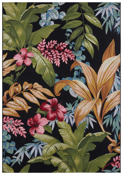 Hanse Home flair tropical flowers black Multicoloured Living Room Floral Rug.