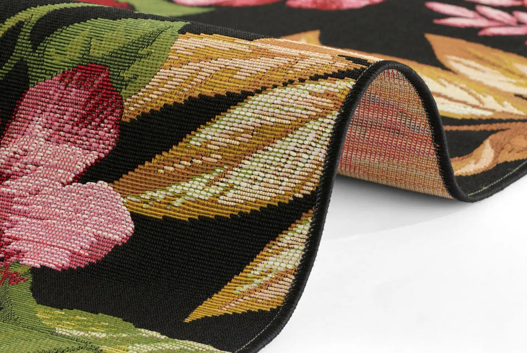 Hanse Home flair tropical flowers black Multicoloured Living Room Floral Rug.