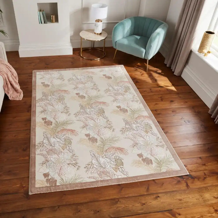 Think Rugs laurence llewelyn bowen tropicana bronze Brown, Beige Living Room Floral Rug.