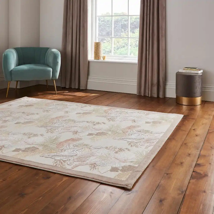 Think Rugs laurence llewelyn bowen tropicana bronze Brown, Beige Living Room Floral Rug.