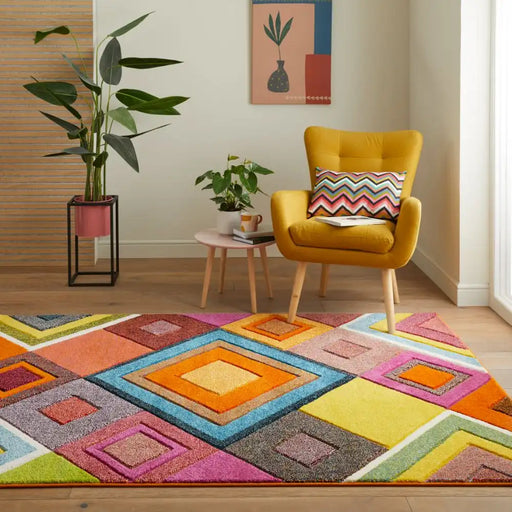 Concept Looms viva viv 104 Multicoloured Living Room Geometric Rug.