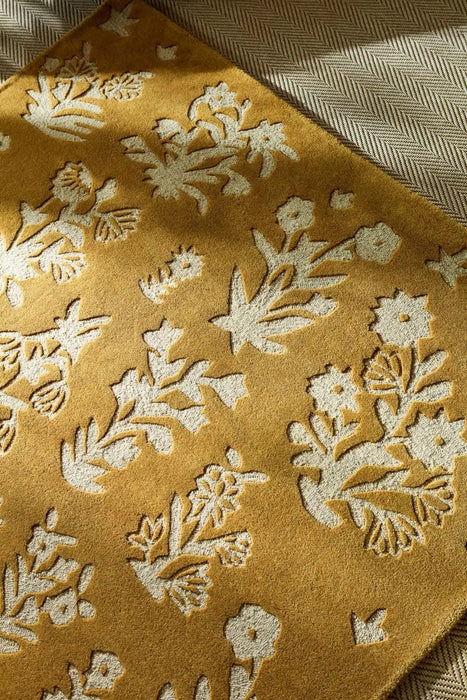 Sanderson sanderson woodland glade gold 146806 Yellow Living Room Wool Rug.