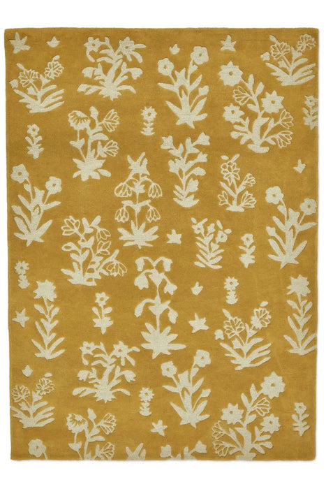 Sanderson sanderson woodland glade gold 146806 Yellow Living Room Wool Rug.