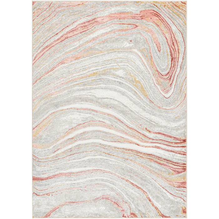 GLENDY Abstract Modern Marble Coral/Beige Rug