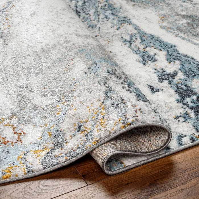 TENITA Abstract Modern Marble Sky Blue Rug