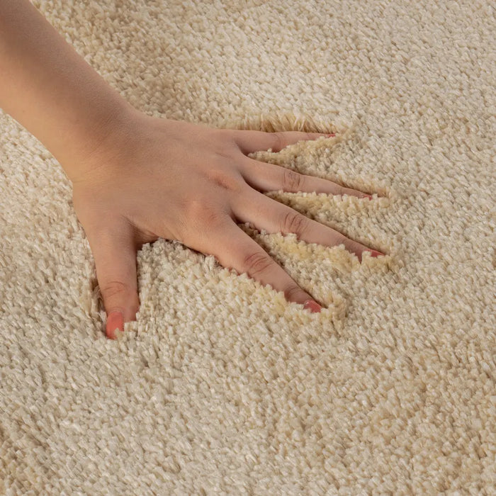 JUNE Machine Washable Non-Slip Beige Bathroom Rug Beige