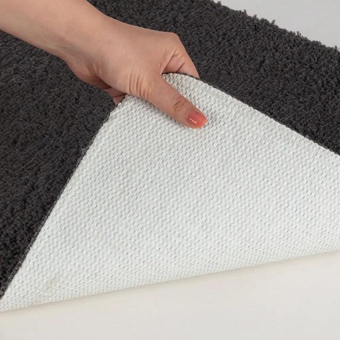JUNE Machine Washable Non-Slip Grey Bathroom Rug Grey