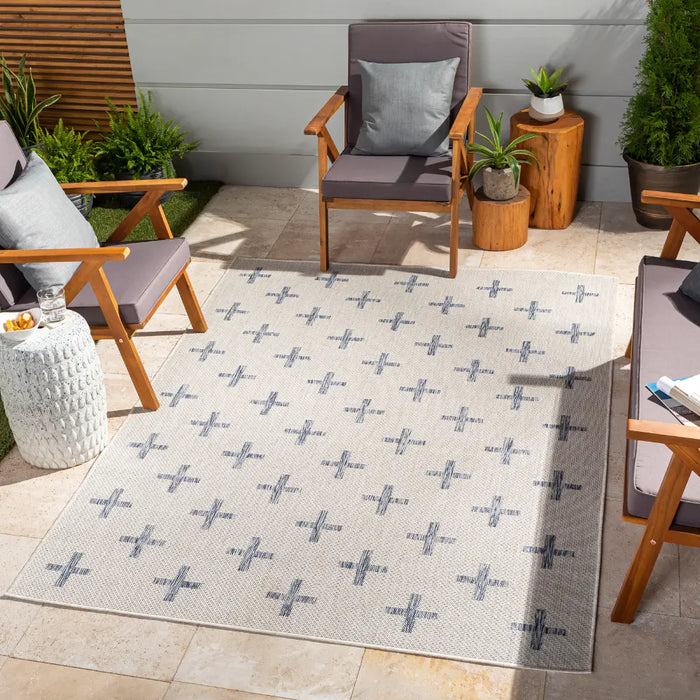 GAVINA In- & Outdoor Global Dark Blue Rug