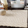 NOUR Shaggy Geometric Plush Pile Cream Beige Rug