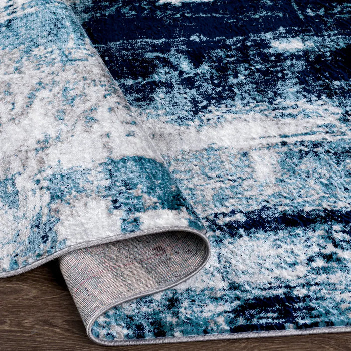 GIULIA Abstract Modern Marble Dark Teal Rug