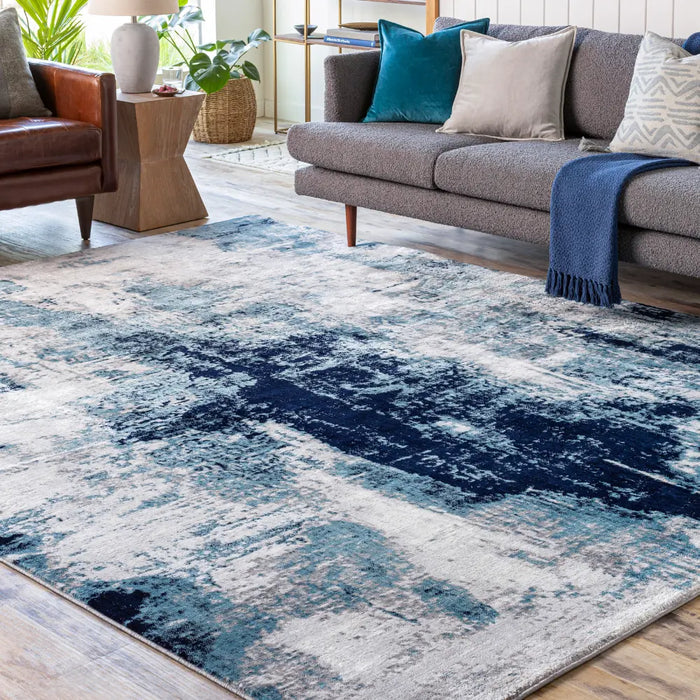 GIULIA Abstract Modern Marble Dark Teal Rug